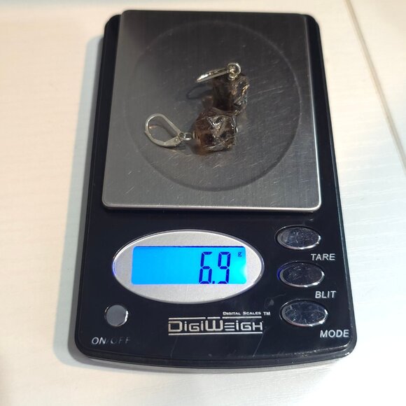 Sterling Silver Rough Smoky Quartz Stone Earrings A464 - Picture 6 of 6